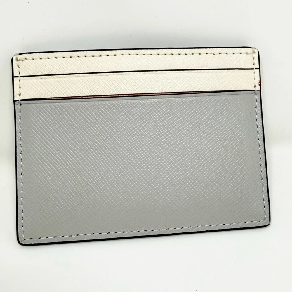 Kate Spade Madison Colorblock Saffiano Leather Slim Cardholder Cream/Plat. Gray